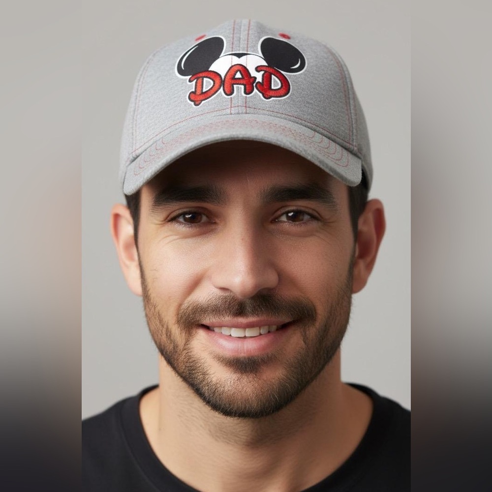 Disney Gray Dad Hat with Red Stitching